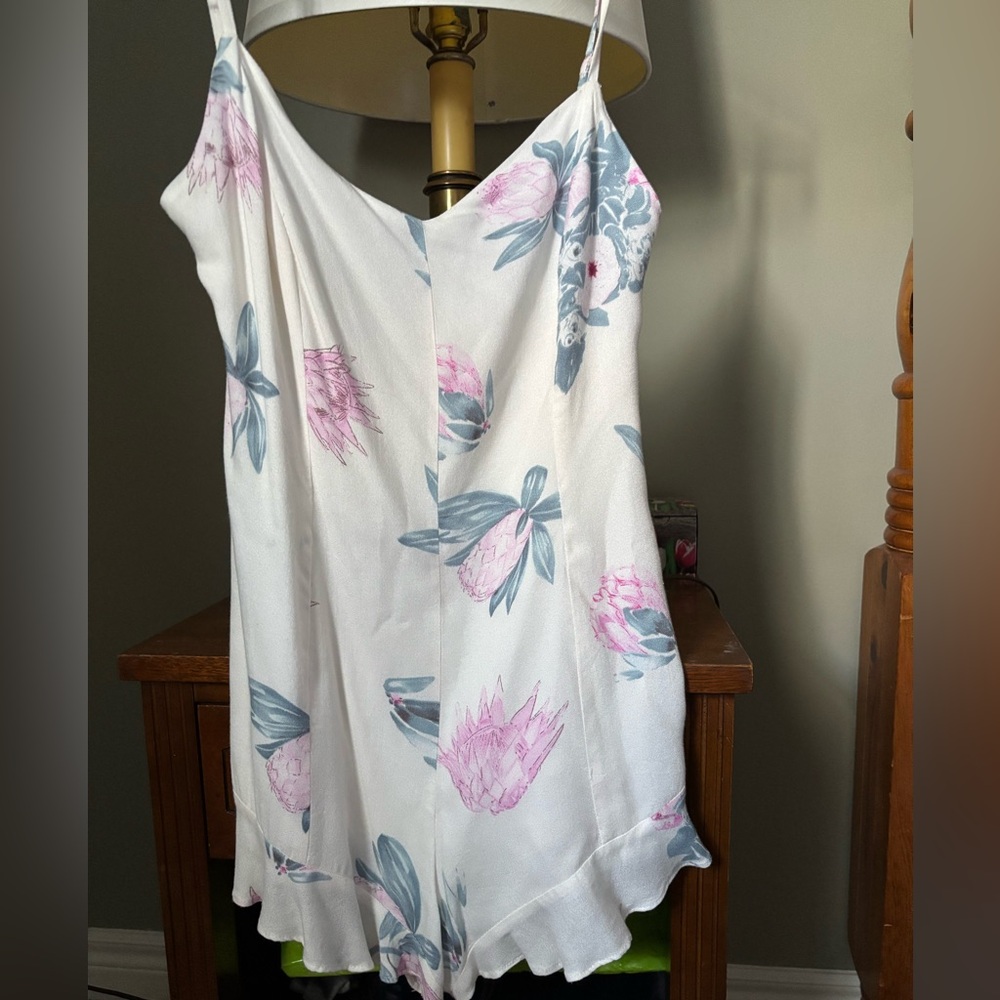 MINKPINK White Romper with Pink Floral Design